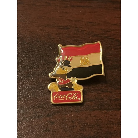 Vintage 1984 Los Angeles Olympics Coca Cola Sam Eagle Syria Flag Lapel Pin